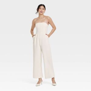 a new day Cream Strapless Jumpsuit